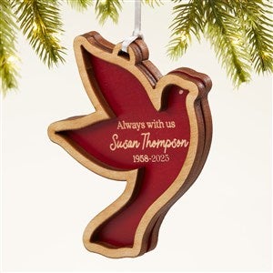 Memorial Dove Personalized 2 Piece Wood Ornament- Red Maple - 49073-R