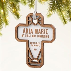 Faithful Cross Personalized Wood Christmas Ornament - White - 49074-W