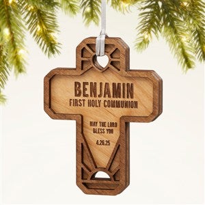 Faithful Cross Personalized 2 Piece Wood Ornament- Natural - 49074-N