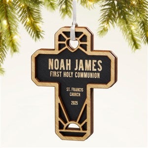 Faithful Cross Personalized 2 Piece Wood Ornament- Black - 49074-BLK