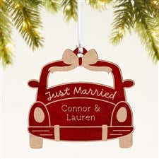 Just Married Personalized Wood Ornament- Red Maple - 49075-R