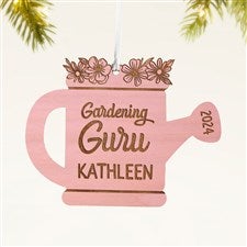 Garden Watering Can Personalized Wood Ornament- Pink Stain - 49076-P