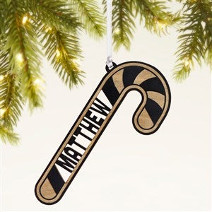 Candy Cane Personalized Wood Christmas Ornament - Black - 49077-BLK