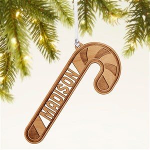 Candy Cane Personalized Wood Ornament- Natural - 49077-N