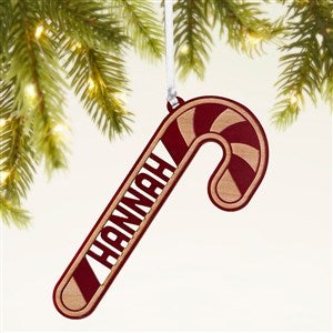 Candy Cane Personalized Wood Christmas Ornament - Red - 49077-R