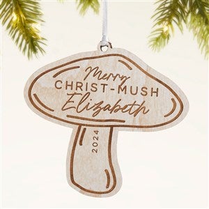 Merry Christ-Mush Personalized Mushroom Wood Ornament- Whitewash - 49078-W