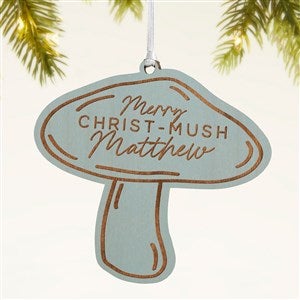 Merry Christ-Mush Personalized Mushroom Wood Ornament- Blue Stain - 49078-B