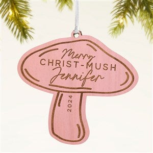 Merry Christ-Mush Personalized Mushroom Wood Ornament- Pink Stain - 49078-P