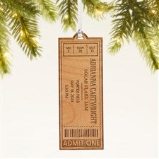 Favorite Concert Ticket Personalized Wood Ornament- Natural - 49081-N