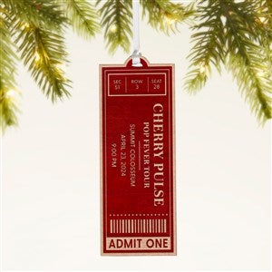 Favorite Concert Ticket Personalized Wood Ornament- Red Maple - 49081-R