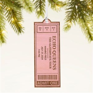 Favorite Concert Ticket Personalized Wood Ornament- Pink Stain - 49081-P