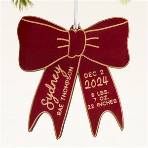 Baby Bow Personalized Wood Ornament- Red Maple - 49082-R