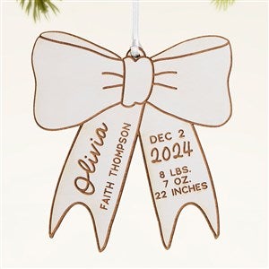 Baby Bow Personalized Wood Ornament- Whitewash - 49082-W