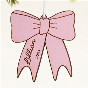 Baby Bow Personalized Wood Ornament- Pink Stain - 49082-P