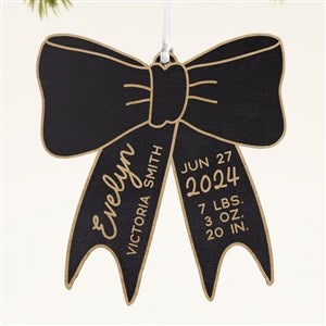 Baby Bow Personalized Wood Ornament- Black - 49082-BLK