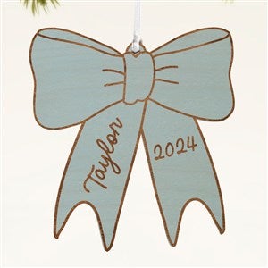 Baby Bow Personalized Wood Ornament- Blue Stain - 49082-B