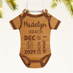 Baby Bodysuit Personalized Wood Ornament- Natural - 49083-N