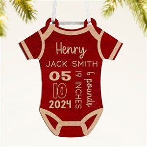 Baby Bodysuit Personalized Wood Ornament- Red Maple - 49083-R