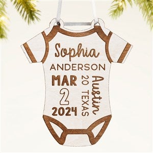 Baby Bodysuit Personalized Wood Ornament- Whitewash - 49083-W