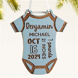 Baby Bodysuit Personalized Wood Ornament- Blue Stain - 49083-B