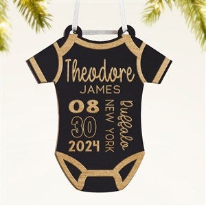 Baby Bodysuit Personalized Wood Ornament- Black - 49083-BLK