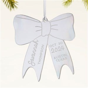 Baby Bow Personalized Acrylic Ornament- Silver - 49088-S