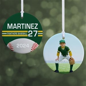 Baseball Personalized Photo Ornament- 2.85quot; Glossy - 2 Sided - 49091-2S