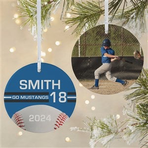 Baseball Personalized Photo Ornament-3.75quot; Matte - 2 Sided - 49091-2L