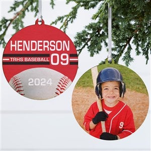 Baseball Personalized Photo Ornament-3.75quot; Wood - 2 Sided - 49091-2W