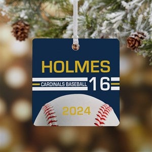 Baseball Personalized Square Photo Ornament- 2.75quot; Metal - 1 Sided - 49091-1M