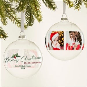 Holly Jolly Photo Collage  Personalized Glass Bulb Ornament - 49150