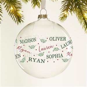 Festive Holiday Repeating Name Personalized Photo Glass Bulb Ornament - 49153