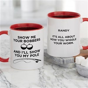 Show Me Your Bobbers Personalized Fishing Coffee Mug - Red - 49204-R