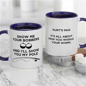 Show Me Your Bobbers Personalized Fishing Coffee Mug - Blue - 49204-BL