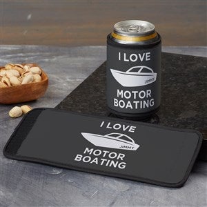 I Love Motor Boating Personalized Can  Bottle Wrap - 49214