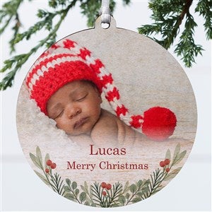 First Noel Personalized Baby Photo Ornament- 3.75quot; Wood - 1 Sided - 49236-1W