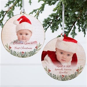 First Noel Personalized Baby Photo Ornament- 3.75quot; Wood - 2 Sided - 49236-2W