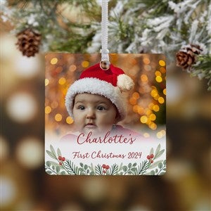 First Noel Personalized Baby Photo Square Ornament- 2.75quot; Metal - 1 Sided - 49236-1M