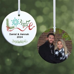 Frosted Love Personalized Ornament- 2.85quot; Glossy - 2 Sided - 49258-2S