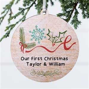 Frosted Love Personalized Ornament-3.75quot; Wood - 1 Sided - 49258-1W