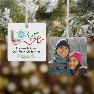 Frosted Love Personalized Ornament-2.75quot; Metal - 2 Sided - 49258-2M