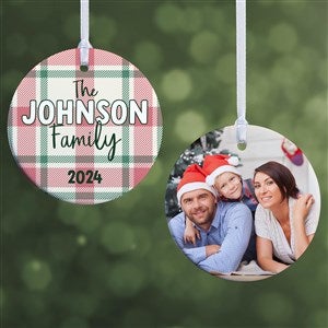 Festive Plaid Personalized Ornament- 2.85quot; Glossy - 2 Sided - 49259-2S