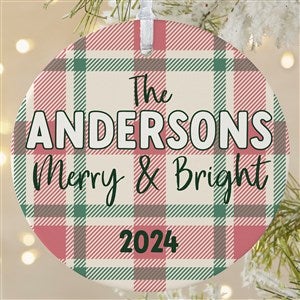 Festive Plaid Personalized Ornament-3.75quot; Matte - 1 Sided - 49259-1L