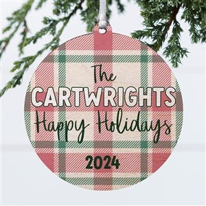 Festive Plaid Personalized Ornament-3.75quot; Wood - 1 Sided - 49259-1W