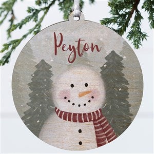 Watercolor Snowman Personalized Ornament-3.75quot; Wood - 1 Sided - 49261-1W