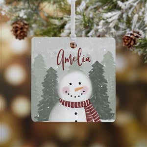 Watercolor Snowman Personalized Ornament-2.75quot; Metal - 1 Sided - 49261-1M