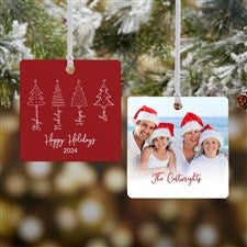 Scripted Christmas Tree Personalized Ornament-2.75 Metal - 2 Sided - 49262-2M