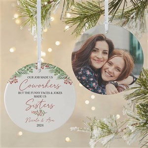 Work Bestie Personalized Photo Ornament- 3.75quot; Matte - 2 Sided - 49264-2L