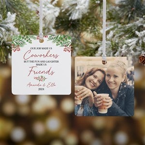 Work Bestie Personalized Photo Ornament- 3.75quot; Wood - 2 Sided - 49264-2W