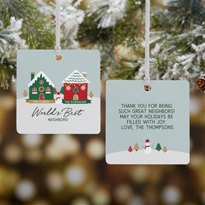 Favorite Neighbor Personalized Square Ornament- 2.75quot; Metal - 2 Sided - 49265-2M